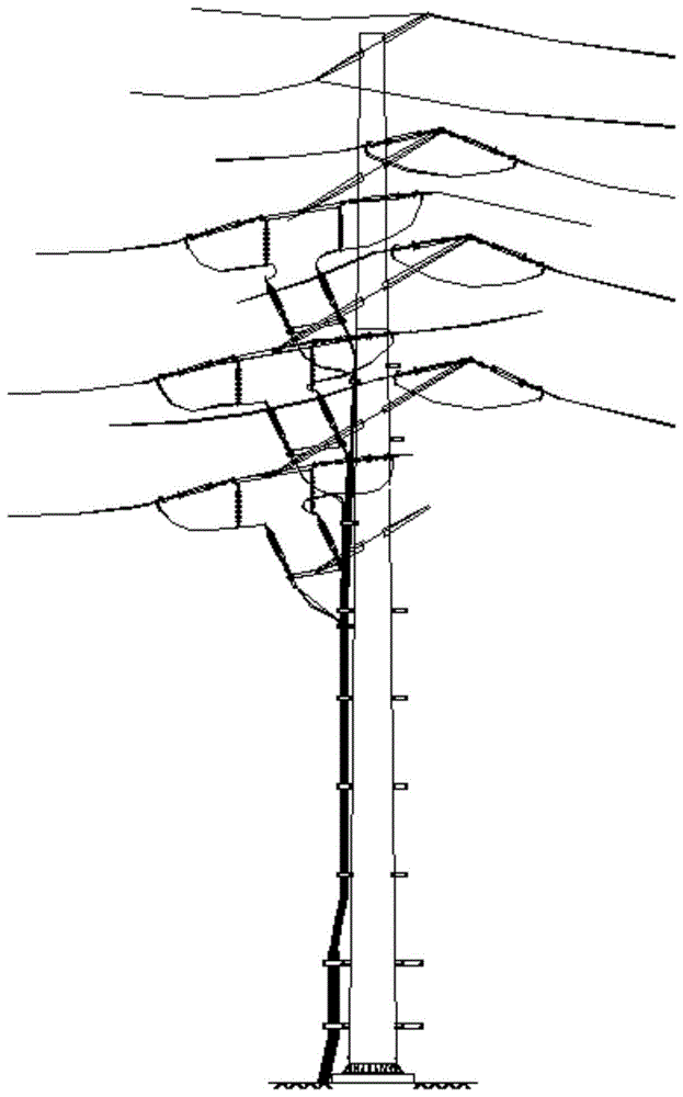 特別提供了一種同杆雙回架空輸電線路單側π接電纜引下鋼管杆