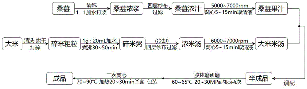 一種大米米湯桑葚果汁複合飲料及其製備方法與流程