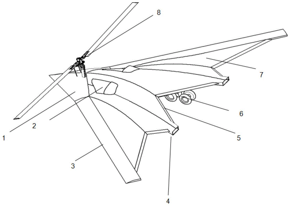 一种复合三角翼的无人自转旋翼机结构的制作方法