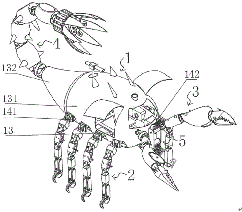一种适应全地形运动巡查安防的仿蝎机器人的制作方法
