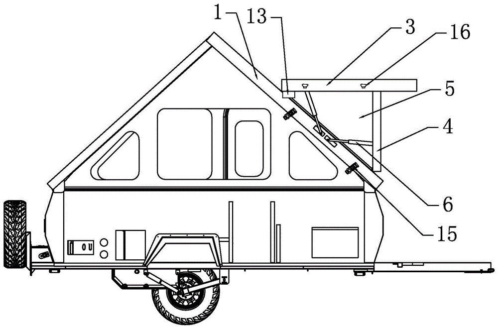一种尖顶房车的拓展结构的制作方法