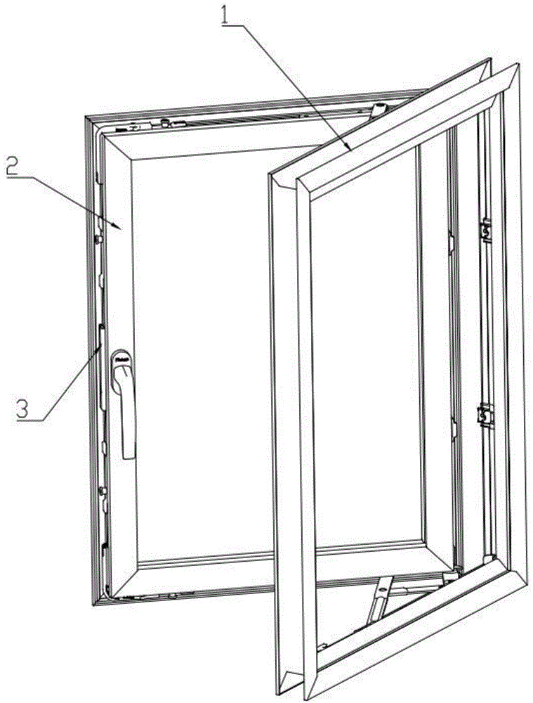 背景技术:现有铝合金门窗平开窗的锁闭结构较为简单,其平开窗上下侧