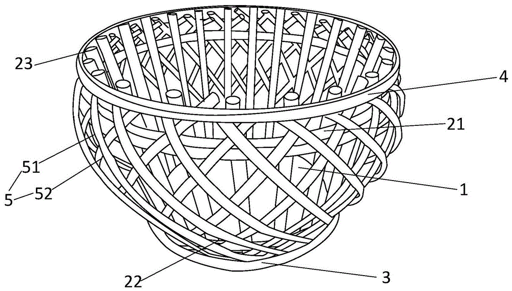 背景技术:编织篮是指采用编织的方式制造的篮子,可以用于盛放物品