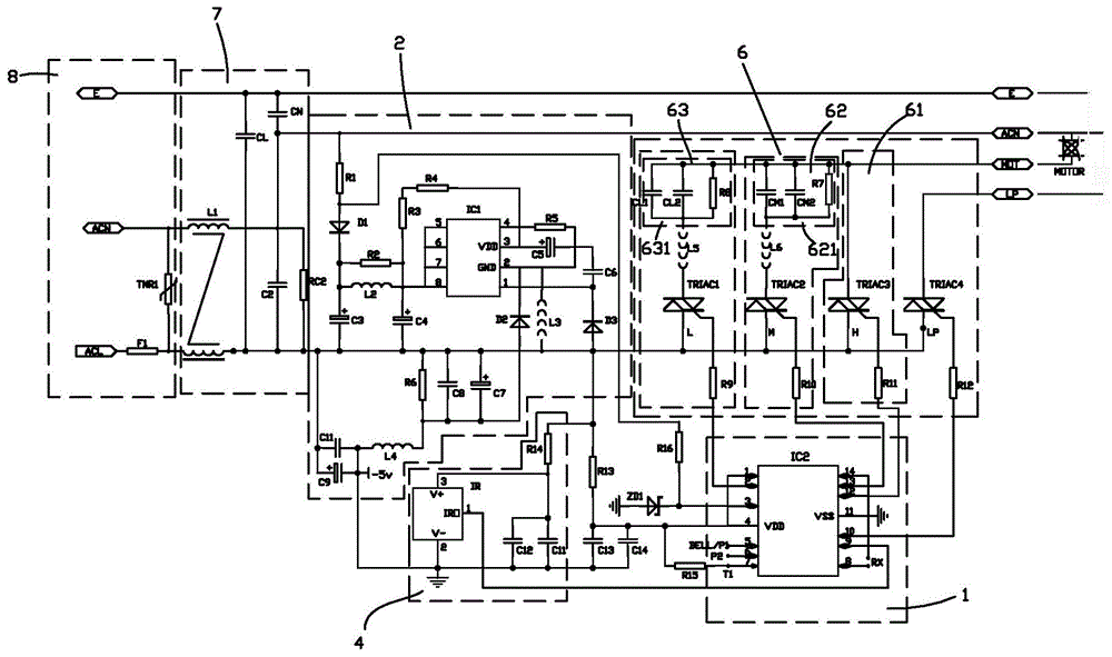 一種吊扇遙控接收控制器電路的製作方法