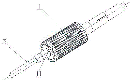 背景技术:电机的鼠笼转子主要由转子轴和转子叠层组件两部分组成