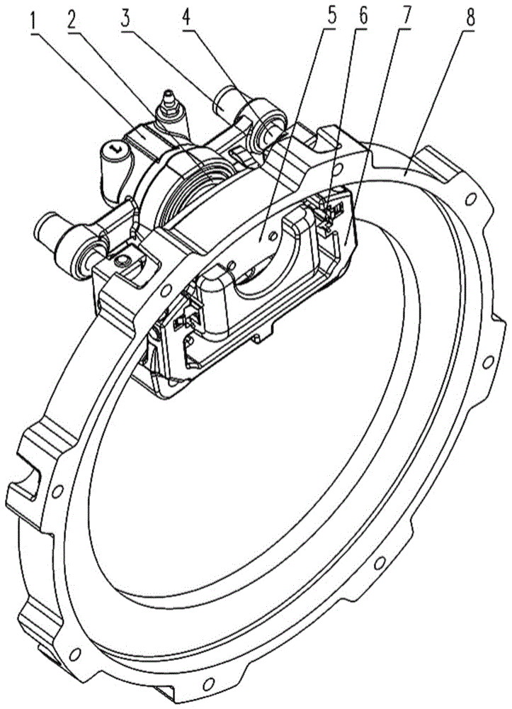 轮毂电机用的浮钳盘式制动器总成结构的制作方法
