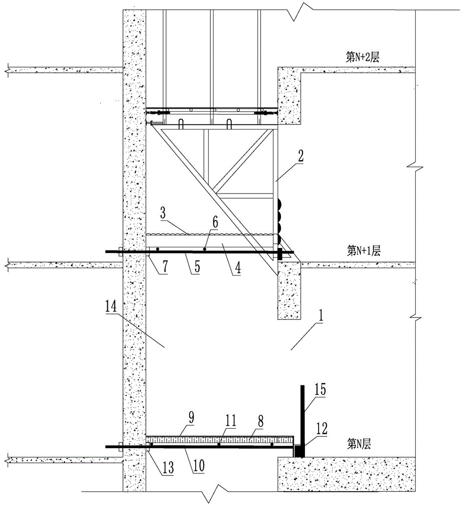 電梯井內部施工多層軟硬結合防護結構的製作方法