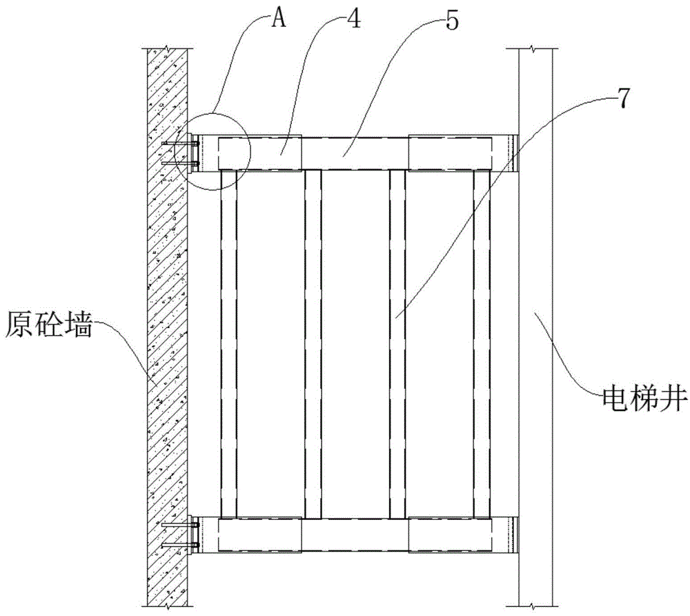 一種加裝電梯的電梯井與牆面連接結構的製作方法