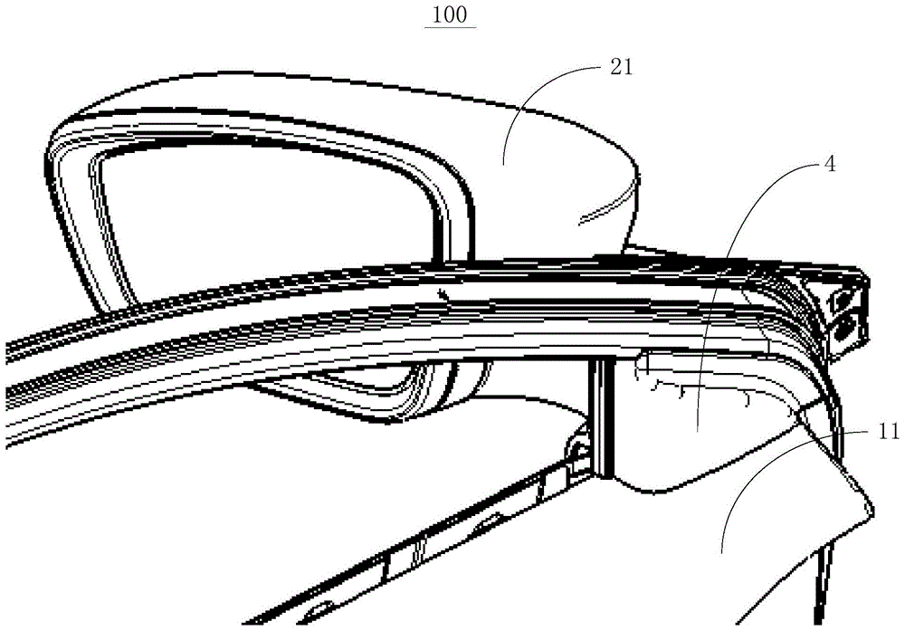 前門單層三角窗後視鏡安裝結構及汽車的製作方法