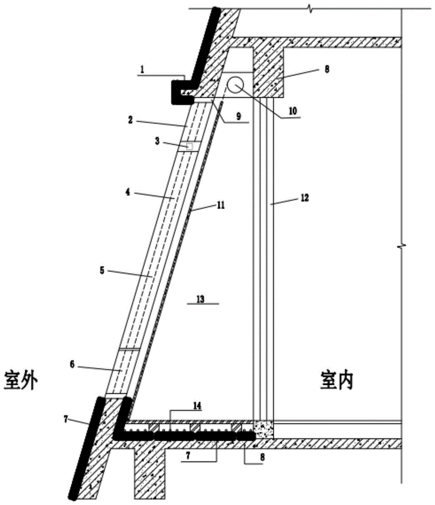 包括設置在建築外牆體上的溫室空腔單元,所述的溫室空腔單元包括外側