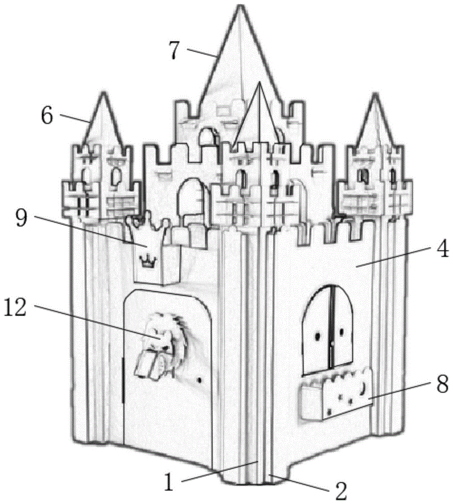 一种四边形双开门瓦楞纸城堡的制作方法