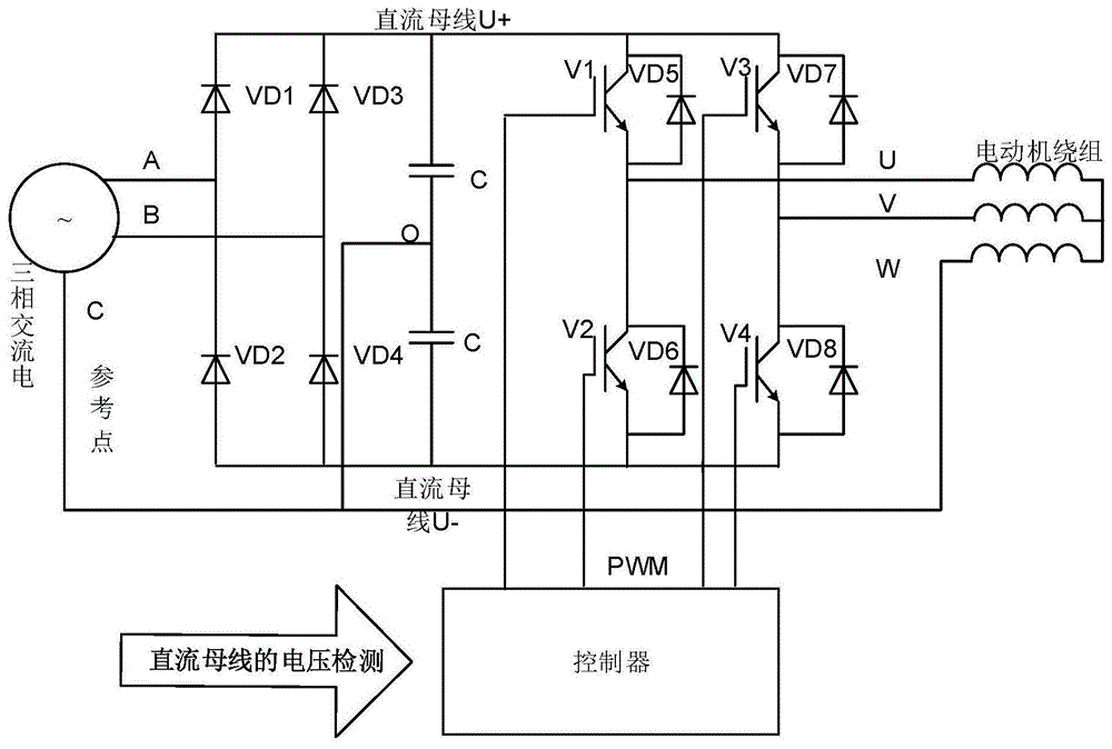 特別涉及三相電機的兩相控制調速裝置