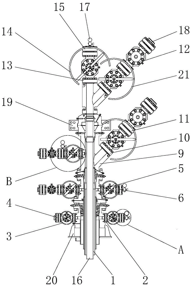 一种用于多管防漏的井口采油树装置的制作方法