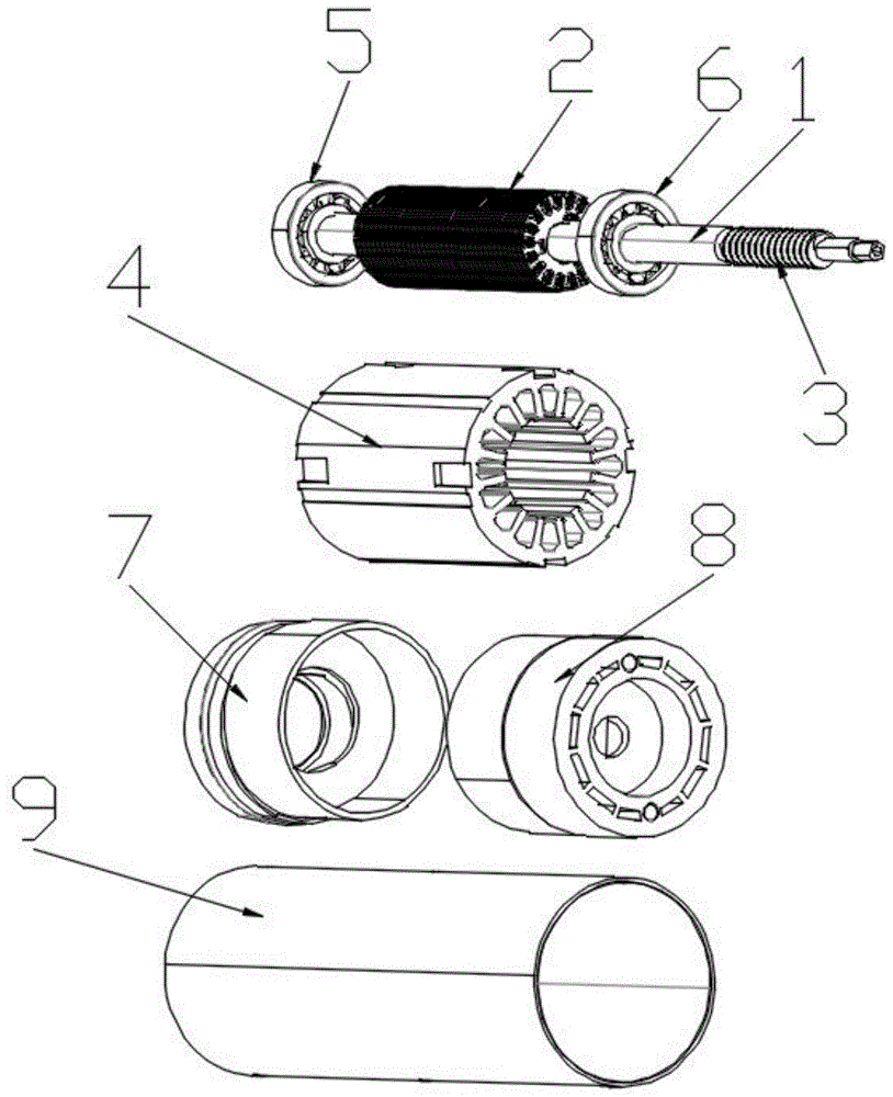 管状电机内部分解图图片