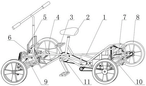 四轮自行车结构图图片