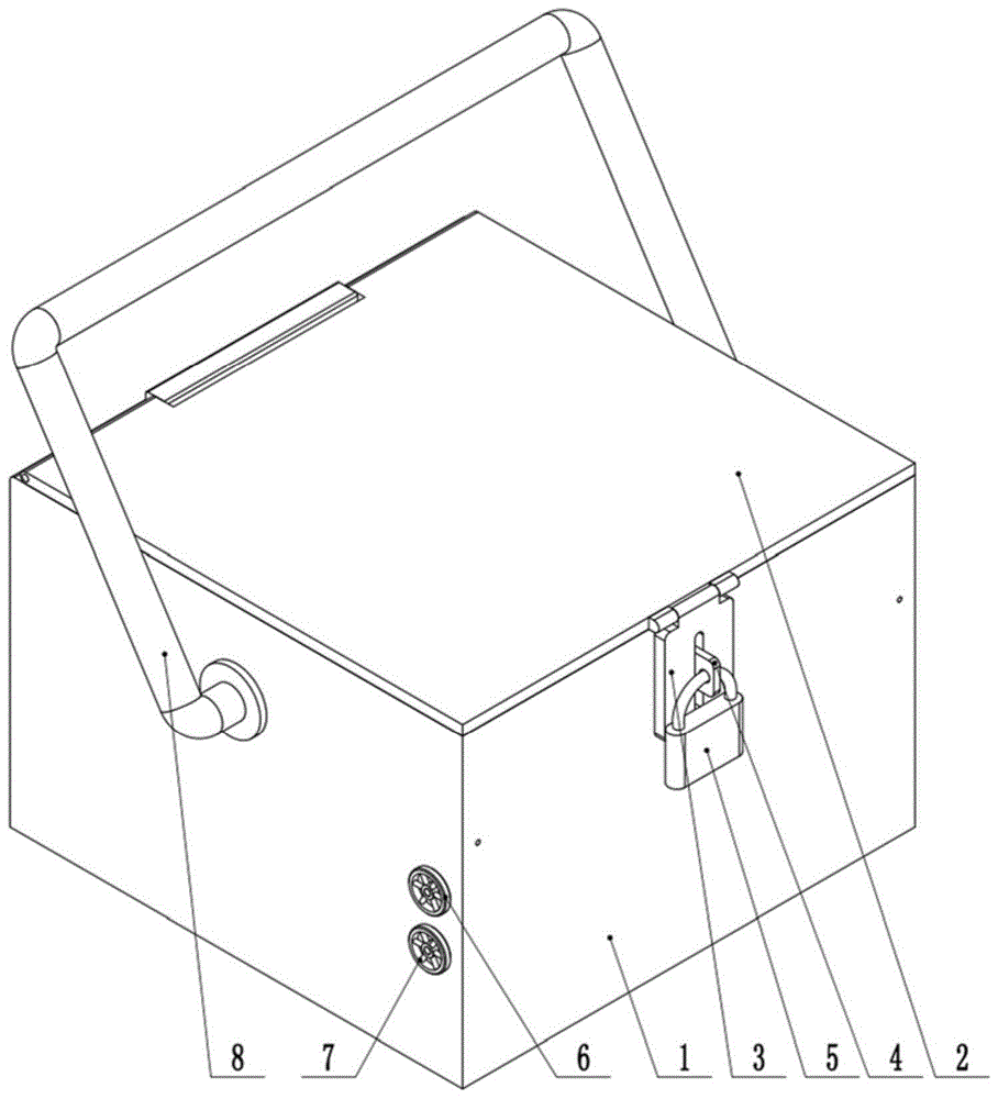 本實用新型屬於工程測量技術領域,具體涉及一種測繪工具箱.