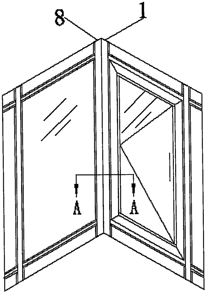 背景技术:目前,门窗型材在转接时利用固定角度转角型材进行连接,该