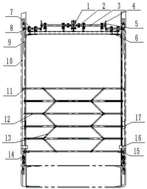 本实用新型属于矿山提升/运输设备技术领域,具体涉及副井用罐笼自动罐