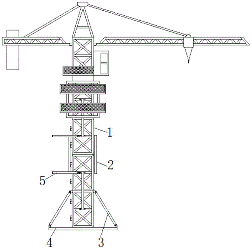 本实用新型涉及塔吊技术领域,具体为一种具有防风结构的塔吊