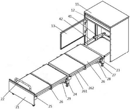 一種醫院病房用可收納摺疊床的多功能床頭櫃的製作方法