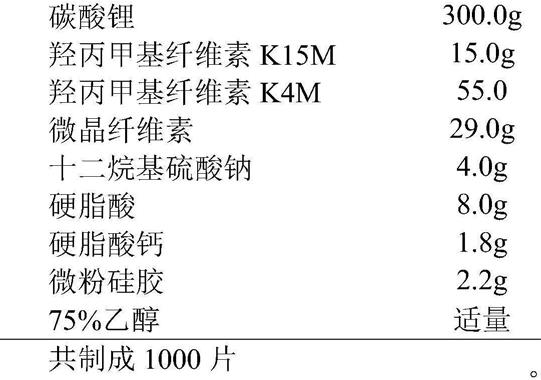 碳酸锂缓释片成分图片