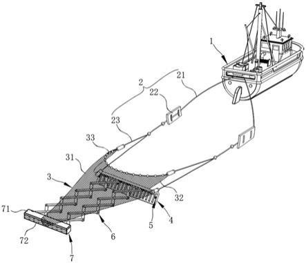 拖网捕鱼原理示意图图片