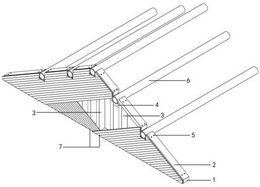 一种密排竹条腹杆的上弦局部下沉屋架