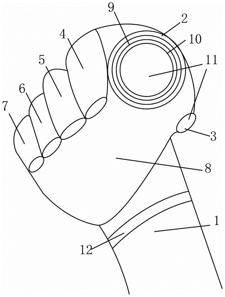 背景技術:現有技術的手套主要採用五指獨立或拇指獨立的結構,功能單一