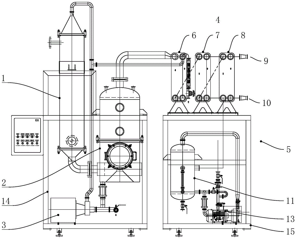 蒸发是将料液自降膜蒸发器加热室上管箱加入,经液体分布及成膜装置