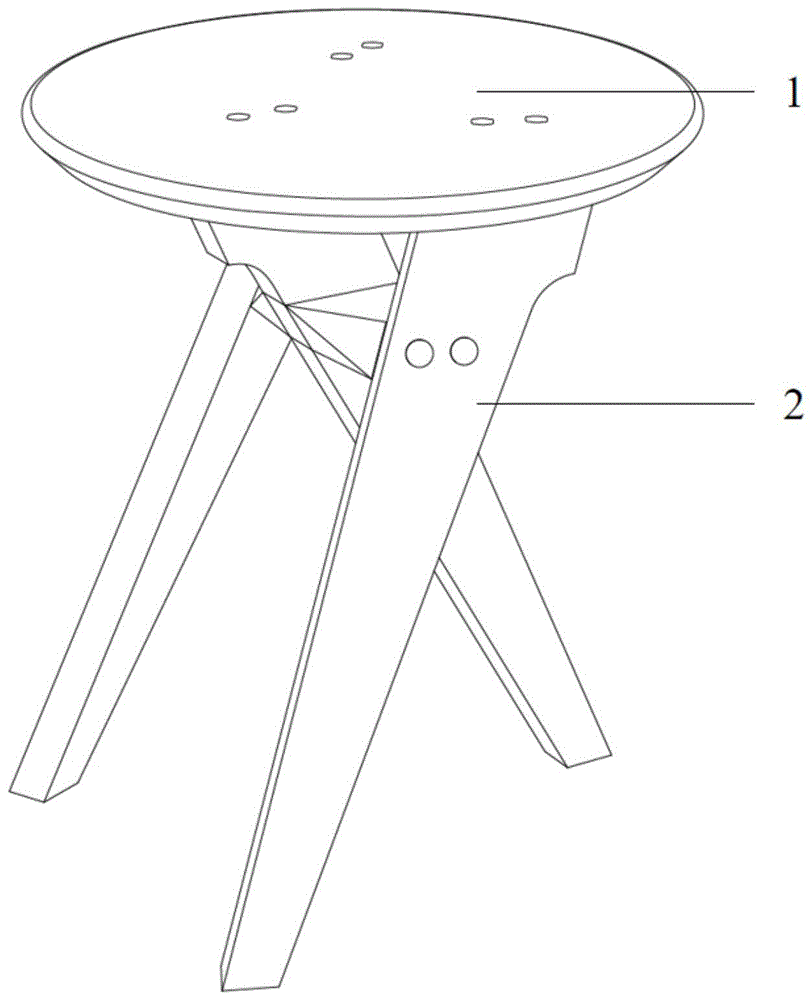 一种榫卯结构的三足凳子
