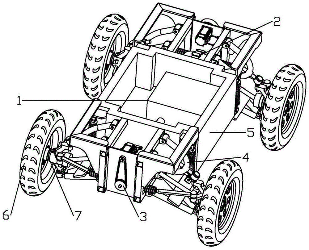 一种四轮独立减震,转向及驱动的轮式机器人底盘的制作方法