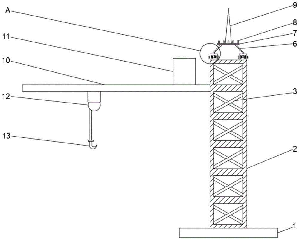 背景技術:塔式起重機又稱塔吊,是建築工地上最常用的一種起重設備