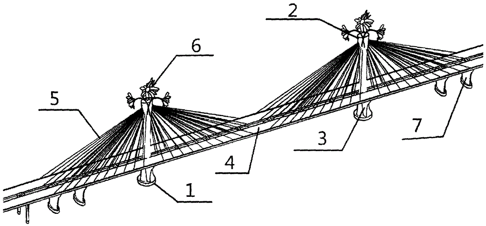 一種單葉雙曲面獨柱塔的雙幅四索麵斜拉橋的製作方法