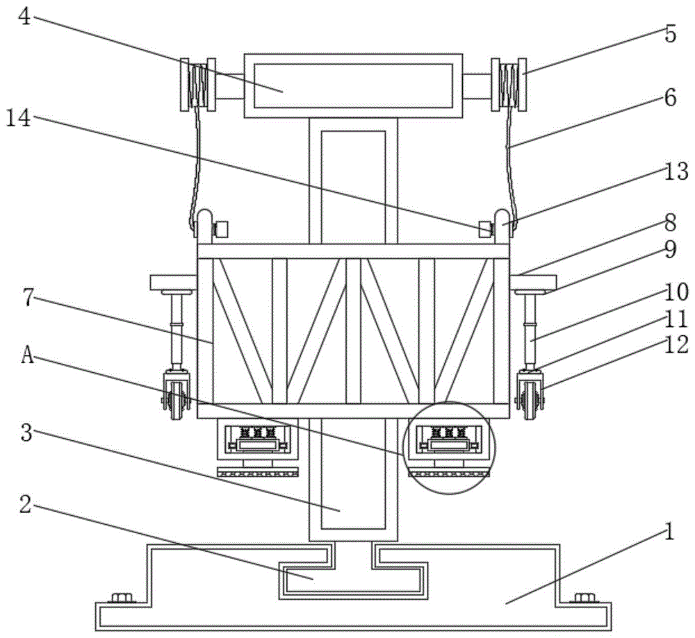 一種建築施工用具有緩衝結構的吊籃的製作方法