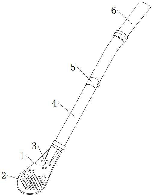 本实用新型属于生活用品技术领域,具体涉及一种带有吸管的勺子