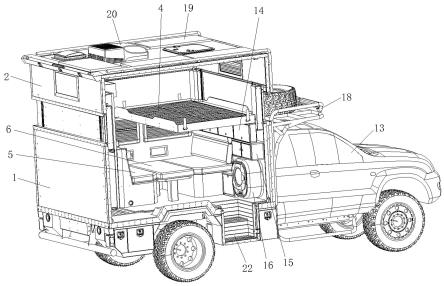 一种布局紧凑的多功能皮卡房车的制作方法