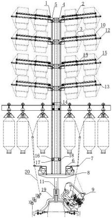 四层丝架内通道双长丝包芯纱装置的制作方法
