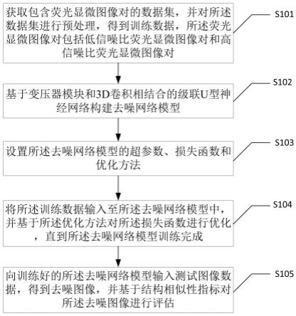 一种基于变压器模块的神经网络荧光显微图像去噪方法