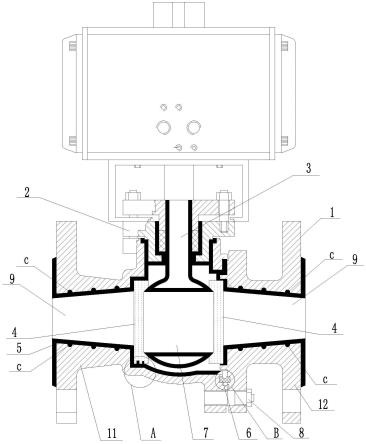 一种衬氟塑球阀的制作方法