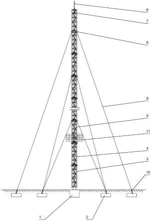 一种200m高度桁架式测风塔架的制作方法