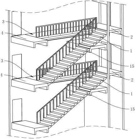 一种旧楼加装电梯后的平层楼道结构的制作方法