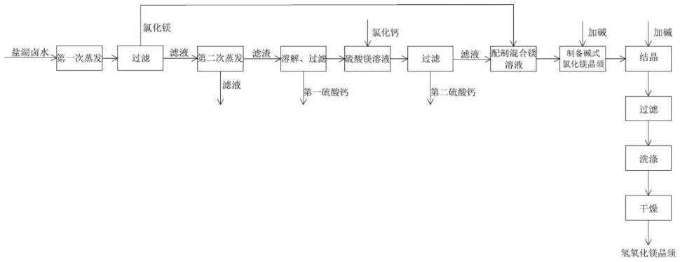 一种以盐湖卤水为原料制备氢氧化镁晶须和硫酸钙的方法