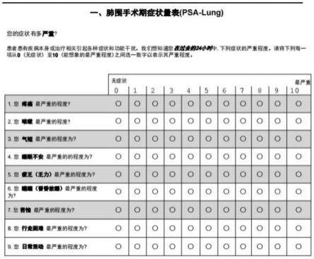 基于患者报告结局的肺围手术期症状评估方法