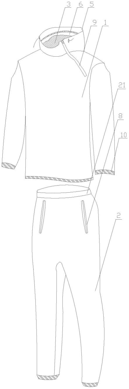 一种连帽式暴汗运动服的制作方法