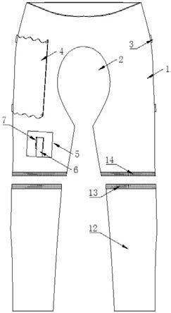 自带导尿管固定装置的病号裤的制作方法