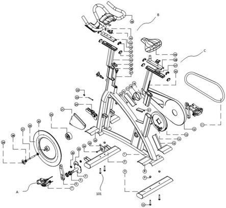 动感单车结构分解图图片