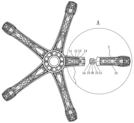 一种五星脚底座与支腿的连接结构的制作方法