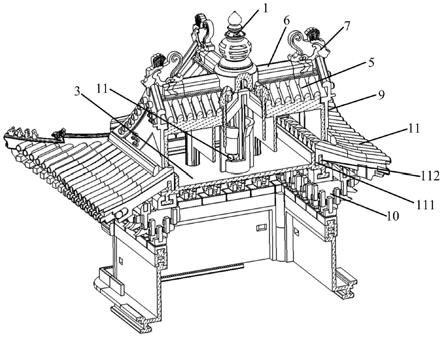古建筑模型中具有宝顶的屋顶组件的制作方法