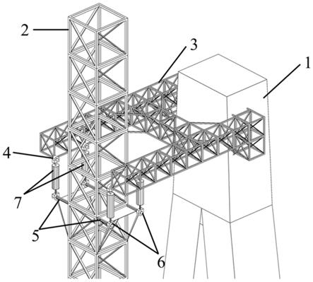 一种桥塔塔吊阻尼伸臂连接