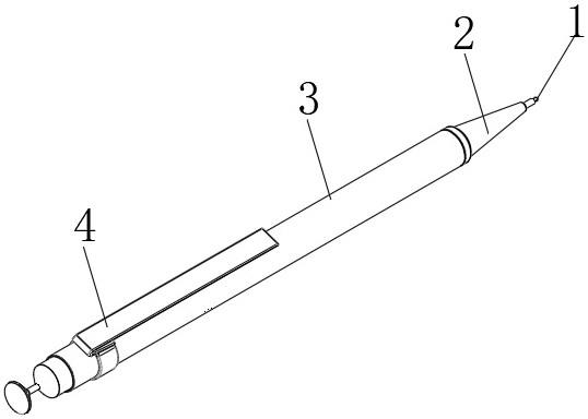 能自动或半自动出芯的铅笔,其内部设置有弹簧结构,通过按压后面的盖子